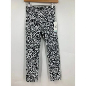 Balance Women's Black‎ Wispy Floral & White Leopard Leggings (Lot of 2) SZ S NWT